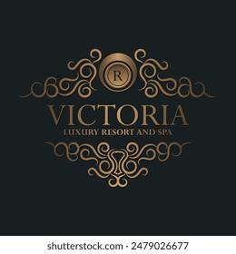 Luxury hotel label template. Trendy vintage royal ornament frames illustration.