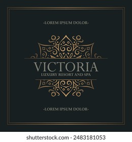 Luxury hotel label template. Trendy vintage royal ornament frames illustration.