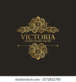 Luxury hotel label template. Trendy vintage royal ornament frames illustration.