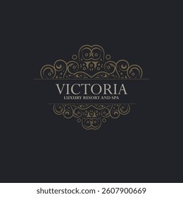 Luxury hotel label template. Trendy vintage royal ornament frames illustration.