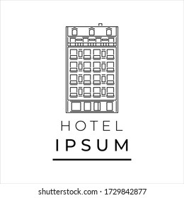 Luxury Hotel with line art logo inspiration vector icon illustration