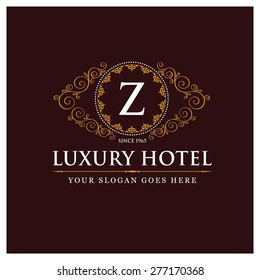 Luxury Hotel Logo template flourishes calligraphic elegant ornament lines. Monogram design elements, Business sign identity for Restaurant, Royalty, Boutique, Cafe, Hotel and other vector illustration