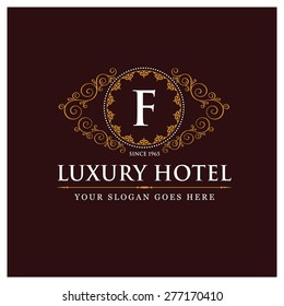 Luxury Hotel Logo template flourishes calligraphic elegant ornament lines. Monogram design elements, Business sign identity for Restaurant, Royalty, Boutique, Cafe, Hotel and other vector illustration
