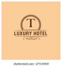 Luxury Hotel Logo template flourishes calligraphic elegant ornament lines. Monogram design elements vintage style old logo. vector illustration