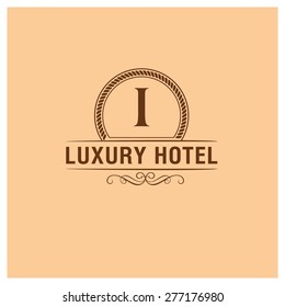 Luxury Hotel Logo template flourishes calligraphic elegant ornament lines. Monogram design elements vintage style old logo. vector illustration