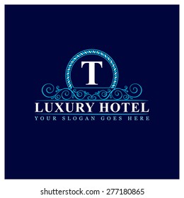 Luxury Hotel Logo Template Flourishes Calligraphic Stock Vector ...