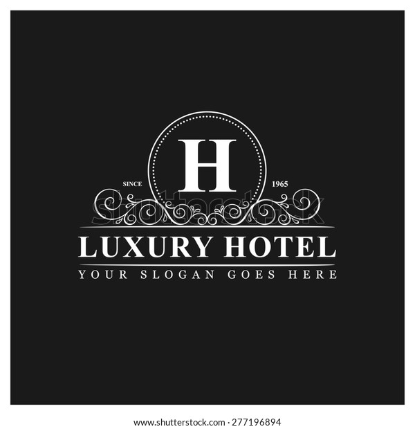 Luxury Hotel Logo Template Flourishes Calligraphic Stock Vector ...