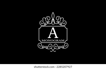 Luxury hotel logo template with initial A. Monogram design elements, business identity sign for restaurant, royalty, boutique, cafe, hotel.