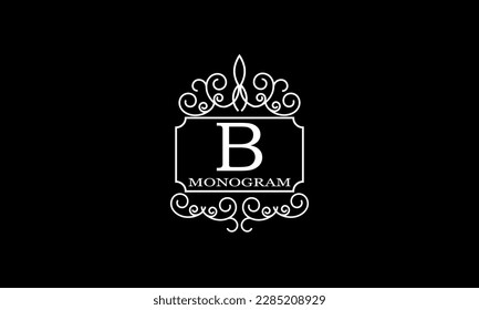Luxury hotel logo template with initial B. Monogram design elements, business identity sign for restaurant, royalty, boutique, cafe, hotel.