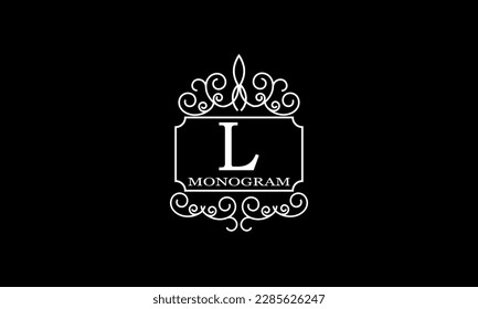 Luxury hotel logo template with initial L. Monogram design elements, business identity sign for restaurant, royalty, boutique, cafe, hotel.