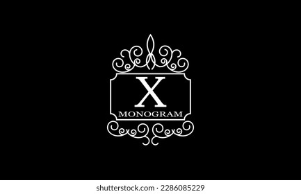 Modelo de logotipo de hotel de lujo con X inicial. Elementos de diseño monograma, identificación de negocios para restaurante, royalty, boutique, café, hotel.