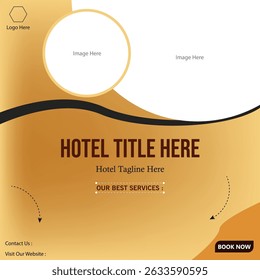 Luxury hotel services travel social media post. Hotel promotion ads digital banner.