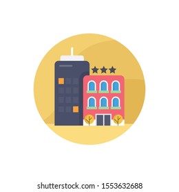 Luxury Hotel Vector Illustration . Hotel and Services flat icon style.