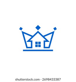luxury house and crown element logo design vector with line style