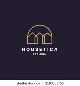 Luxury house gold icon logo vector design Template