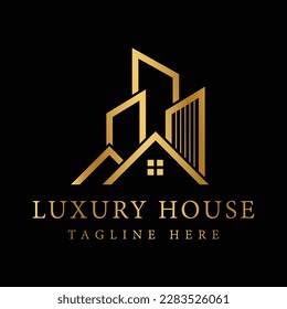 Luxury house logo template with gold color.