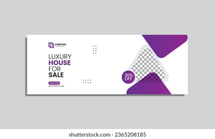 luxury house sale social media cover banner design. vector editable social media cover banner template