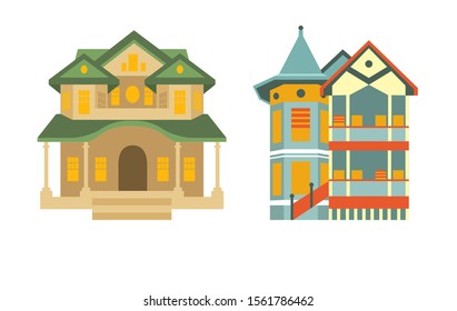 luxury householding urban residence in neighborhood. Modern urban housing for renovation. renovation house logo. household logo. householding vector icon. house exterior front for family.