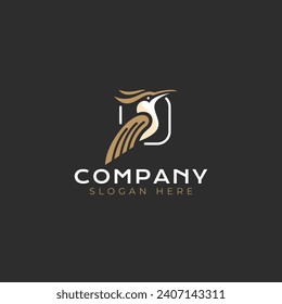 Luxury hummingbird mascot vector logo design. Simple minimalist bird as company brand identity. Vector illustration.