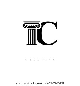 Luxury IC Roman Column Logo for Law Firm Monogram Branding