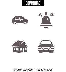 luxury icon. 4 luxury vector set. house, sedan, bell and car icons for web and design about luxury theme