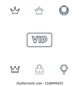 Luxury icon. collection of 7 luxury outline icons such as necklace, crown, crown, vip. editable luxury icons for web and mobile.