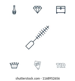 Luxury icon. collection of 7 luxury outline icons such as crown, chest, gem, champagne bottle with heart, mascara, vegas. editable luxury icons for web and mobile.