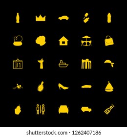 luxury icon set about crown, villa, sport car and new years eve vector set