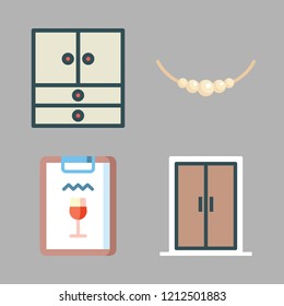 luxury icon set. vector set about door, restaurant, necklace and closet icons set.