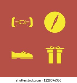 luxury icon. luxury vector icons set fountain pen, white bow tie, men shoes and gift