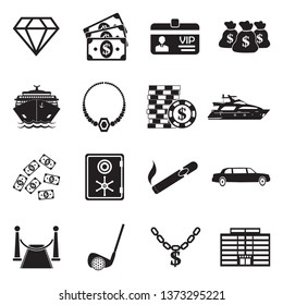 Luxury Icons. Black Flat Design. Vector Illustration. 