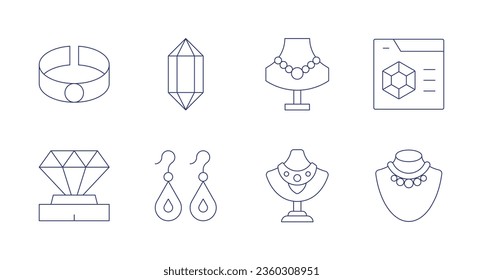 Luxury icons. editable stroke. Containing bracelet, crystal, diamond, earrings, jewelry, luxury shop, necklace.