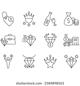 Luxury icons set. Set of editable stroke icons.Set of Luxury