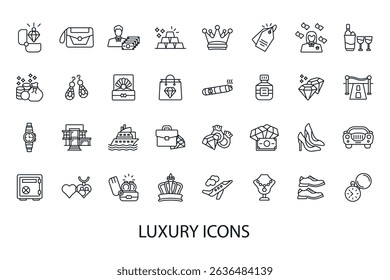 luxury icons set isolated on White Background Flat style design