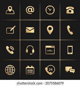 Luxury icons. Simple flat vector gold icons set on Dark background, Vector ilustration.