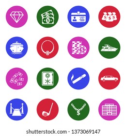 Luxury Icons. White Flat Design In Circle. Vector Illustration.
