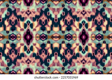 Luxury ikat pattern blurred bright background. Abstract traditional folk antique tribal ethnic graphic line. Ornate elegant luxury vintage retro style. Texture textile fabric blur patterns vector.