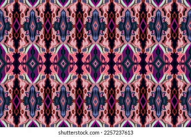 Luxury ikat pattern blurred bright background. Abstract traditional folk antique tribal ethnic graphic line. Ornate elegant luxury vintage retro style. Texture textile fabric blur patterns vector.