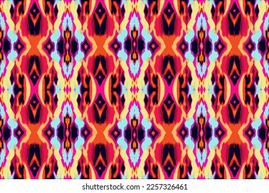Luxury ikat pattern blurred bright background. Abstract traditional folk antique tribal ethnic graphic line. Ornate elegant luxury vintage retro style. Texture textile fabric blur patterns vector.