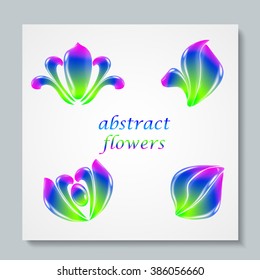 Luxury image logo Rainbow Abstract Flowers Set. Business design for spa, yoga class, hotel and resort. EPS 10