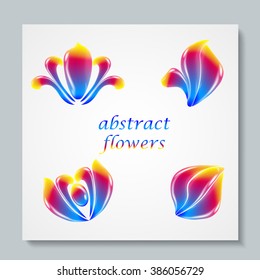 Luxury image logo Rainbow Abstract Flowers Set. Business design for spa, yoga class, hotel and resort. EPS 10