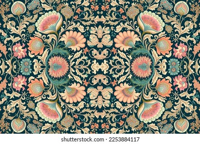 Luxury indian floral seamless pattern pastel tone. Abstract traditional folk antique tribal graphic line. Texture textile fabric ethnic patterns vector. Ornate elegant luxury vintage retro style.