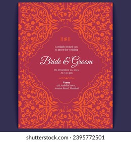 luxury indian wedding card design, wedding invitation template