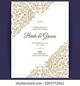 luxury indian wedding card design, wedding invitation template