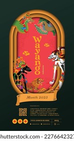 Luxury indonesian culture wayang illustration for cover book or magazine