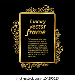Luxury industrial rectangular frame with gold valves. (vector)