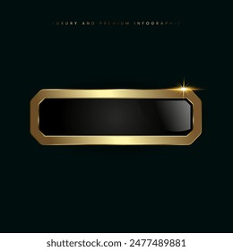 A Luxury infographic button vector, illustration, with luxury stoked in Vector template, and shiny gold optionand Premium button on a dark background