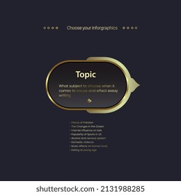 A Luxury Infographic Chart Template And Golden Buttons Steps For Vector Option Style