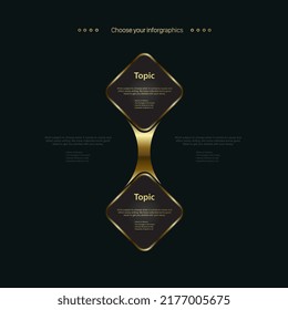 A Luxury infographic tangle connection buttons concept on dark background, The Golden Link objects for web buttons, and premuim charts vector, illustration