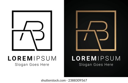 Luxury Initial AB or BA Monogram Text Letter Logo Design